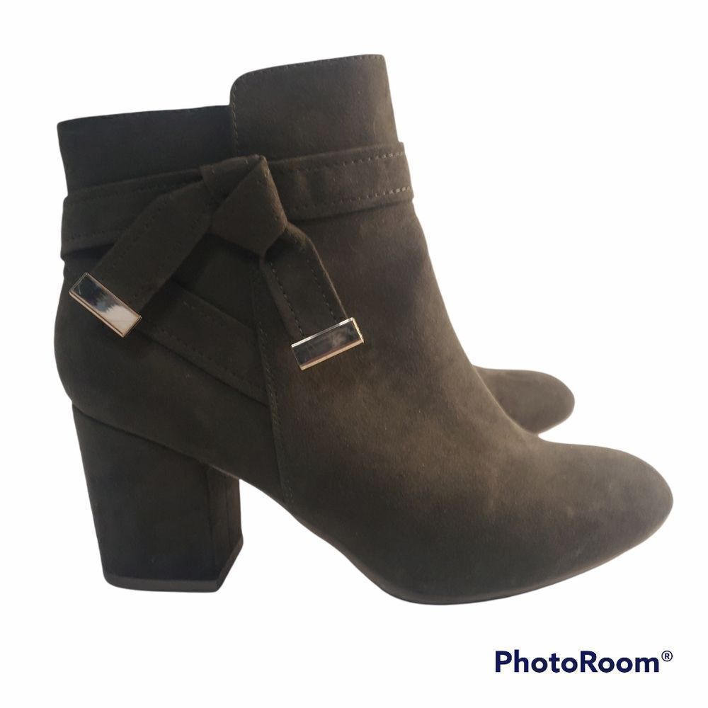 Report Montez green suede zip ankle boots